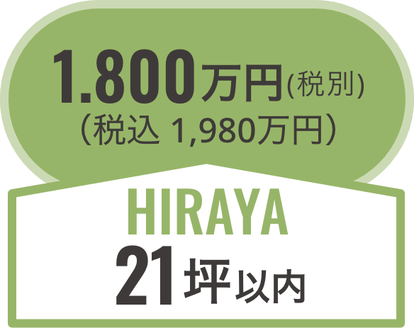 hiraya21坪以内/税別1,780万円（税込1,958万円）